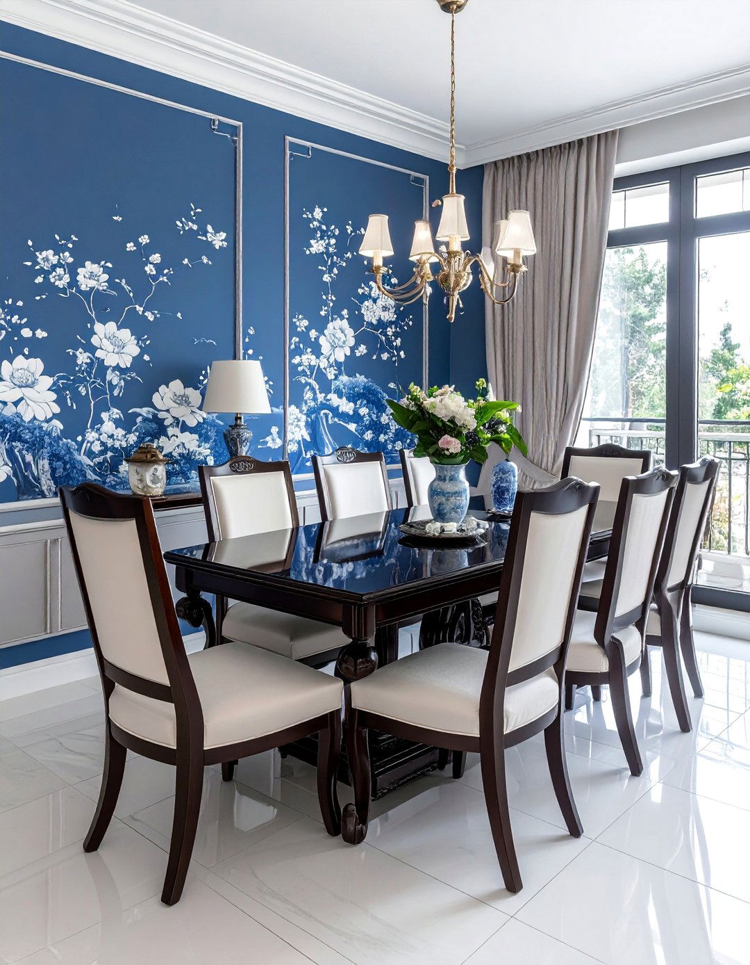 Blue and White Chinoiserie Wallpaper - 40 Blue Dining Room Ideas for a Serene Space