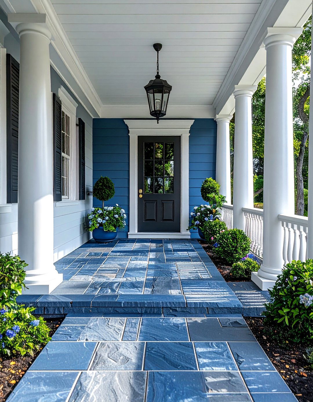 Bluestone Porch Flooring - 30 Colonial Front Porch Ideas for Charm
