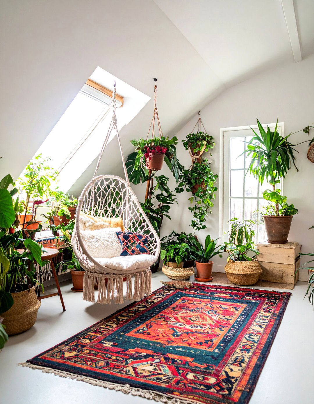 Bohemian Attic Lounge with Plants - 30 Low Ceiling Small Attic Room Ideas for Cozy Spaces