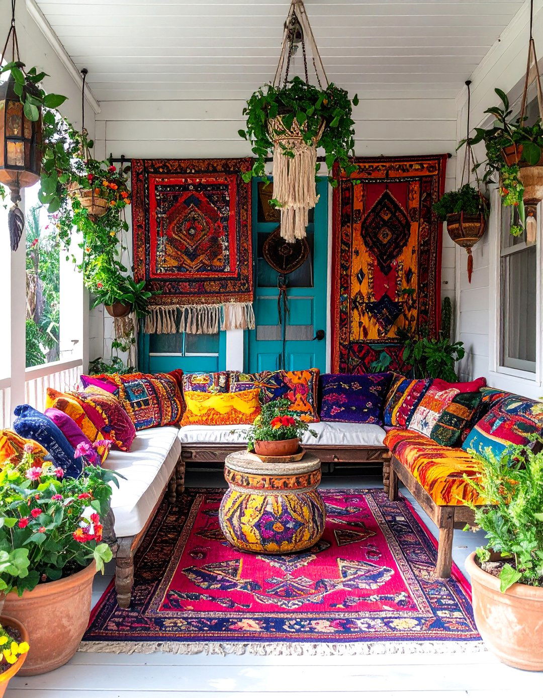 Bohemian Eclectic Mix - 40 Covered Porch Ideas for Year-Round Enjoyment