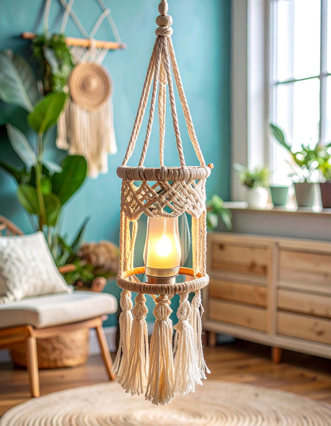 Bohemian Macrame Lantern Hanger Decor - 30 Lantern Decor Ideas to Illuminate Your Home and Garden