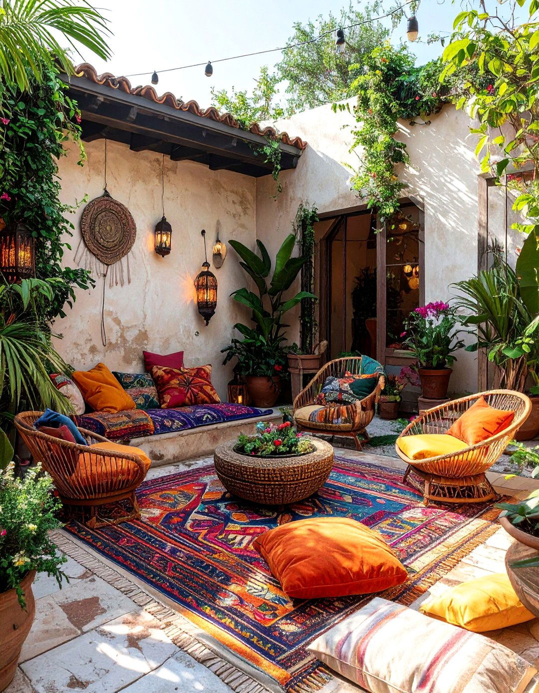 Bohemian Style Sunken Patio