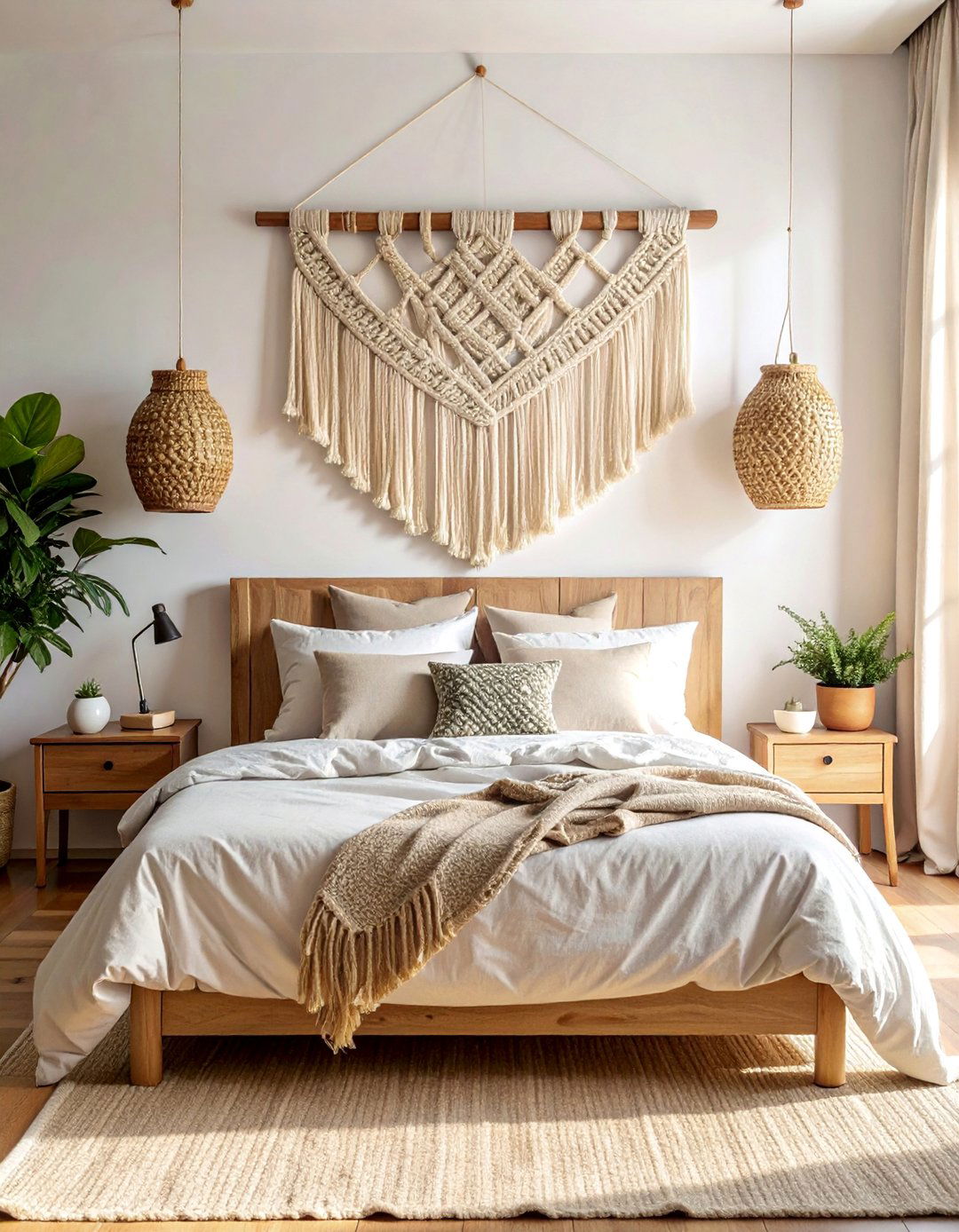 Boho Bedroom with a Macrame Wall Hanging - 40 Boho Bedroom Ideas for a Cozy and Eclectic Retreat
