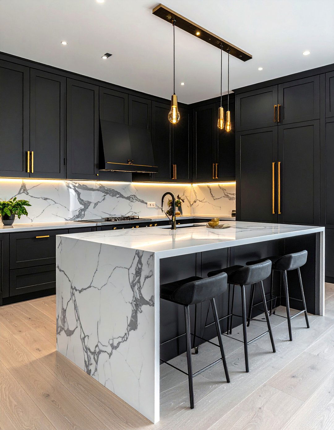 Bold Black Painted Kitchen Cabinets - 40 Painted Kitchen Cabinet Ideas to Refresh Your Space