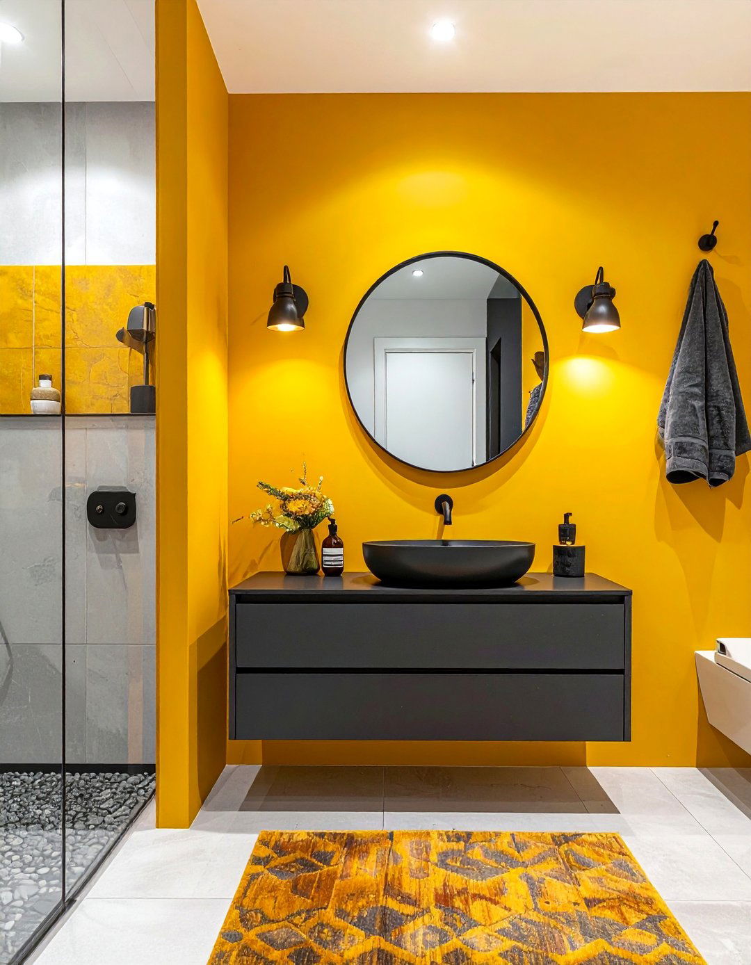 Bold Mustard Yellow Bathroom - 40 Bathroom Paint Ideas for a Fresh New Look