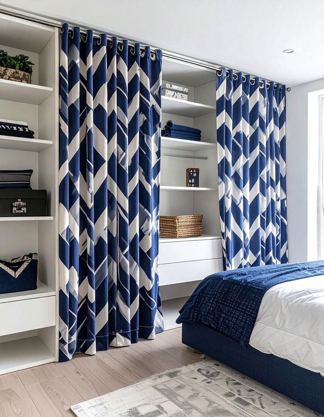 Bold Patterned Fabric Closet Curtains - 30 Closet Curtain Ideas for Stylish Storage