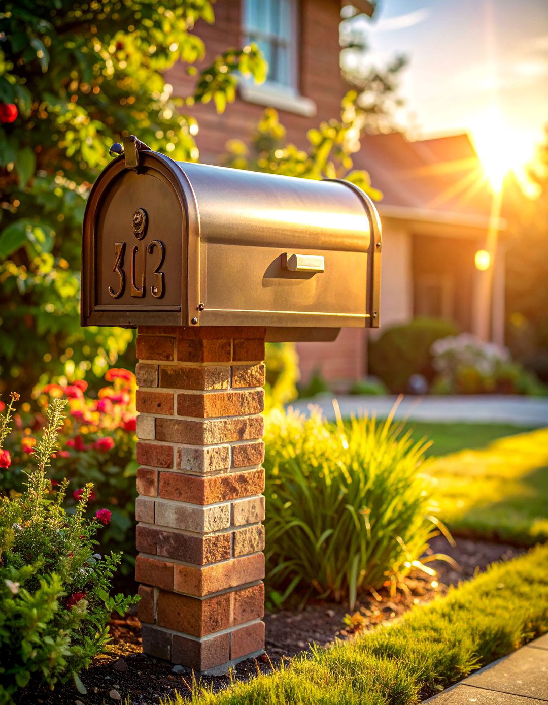 Brick Mailbox with Raised Bronze Numbers - 30 Brick Mailbox Ideas to Elevate Your Curb Appeal