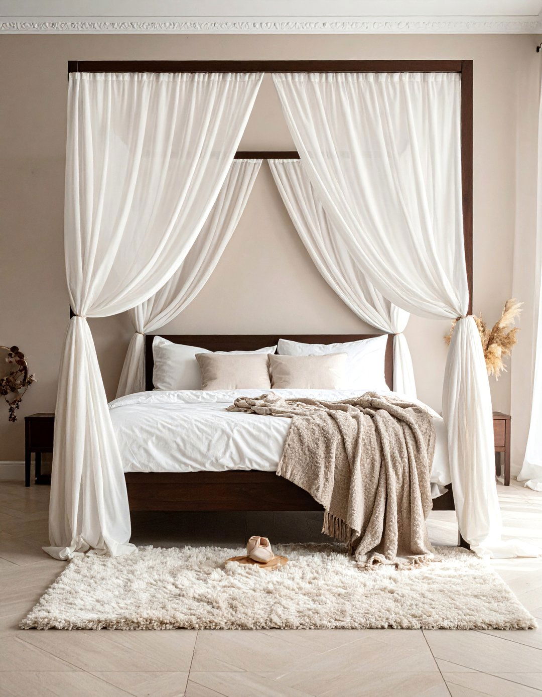 Brown Bedroom with a Canopy Bed - 25 Brown Bedroom Ideas for a Cozy and Warm Ambiance