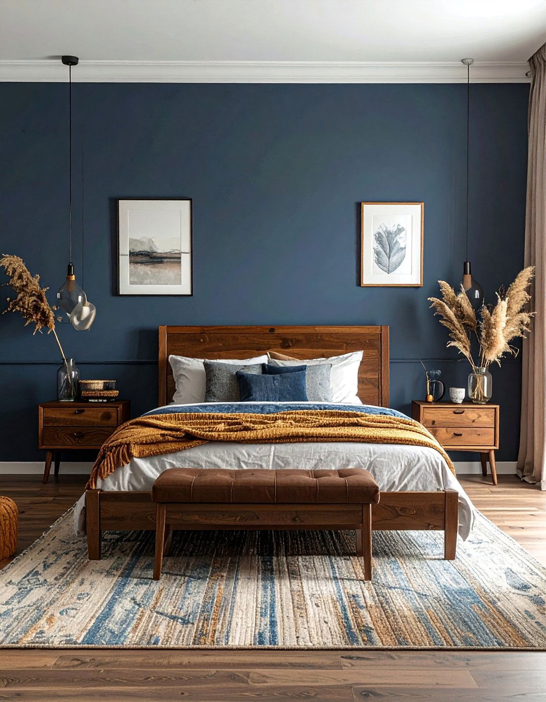 Brown and Blue Bedroom for a Calming Retreat - 25 Brown Bedroom Ideas for a Cozy and Warm Ambiance
