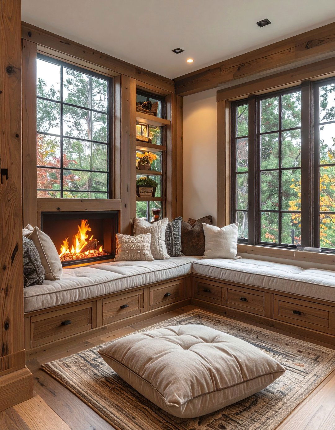 Built in Window Seat Fireplace - 30 Craftsman-style Fireplace Ideas for a Cozy Home