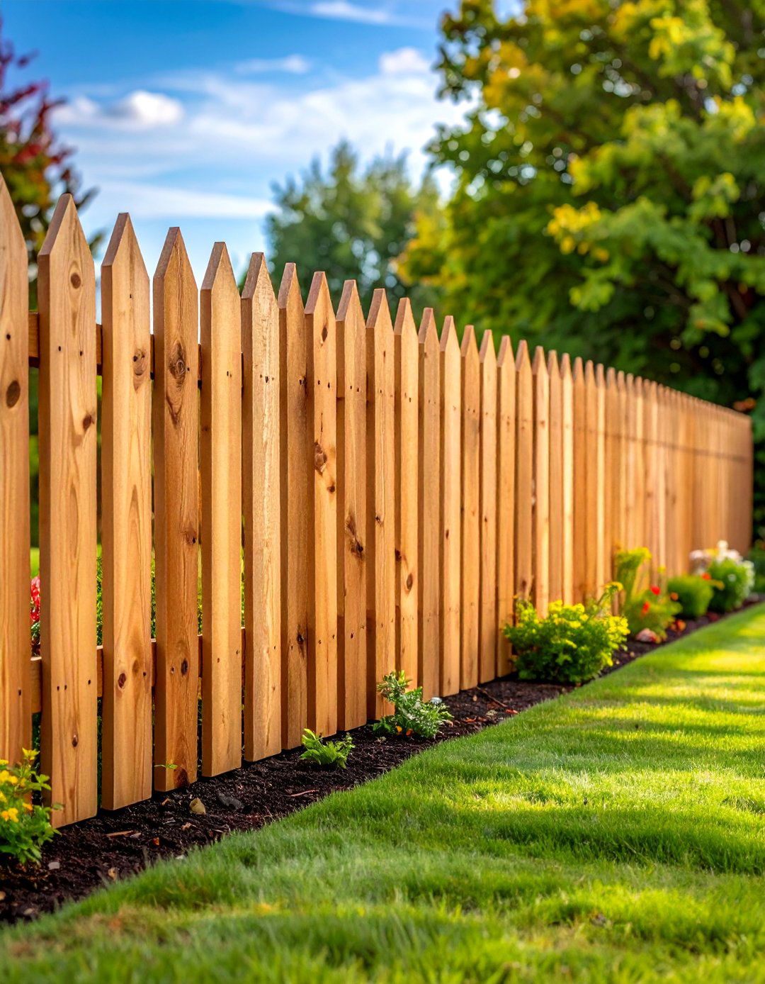 Cedar Picket Traditional Charm Fence - 25 Backyard Fence Ideas to Enhance Your Outdoor Space