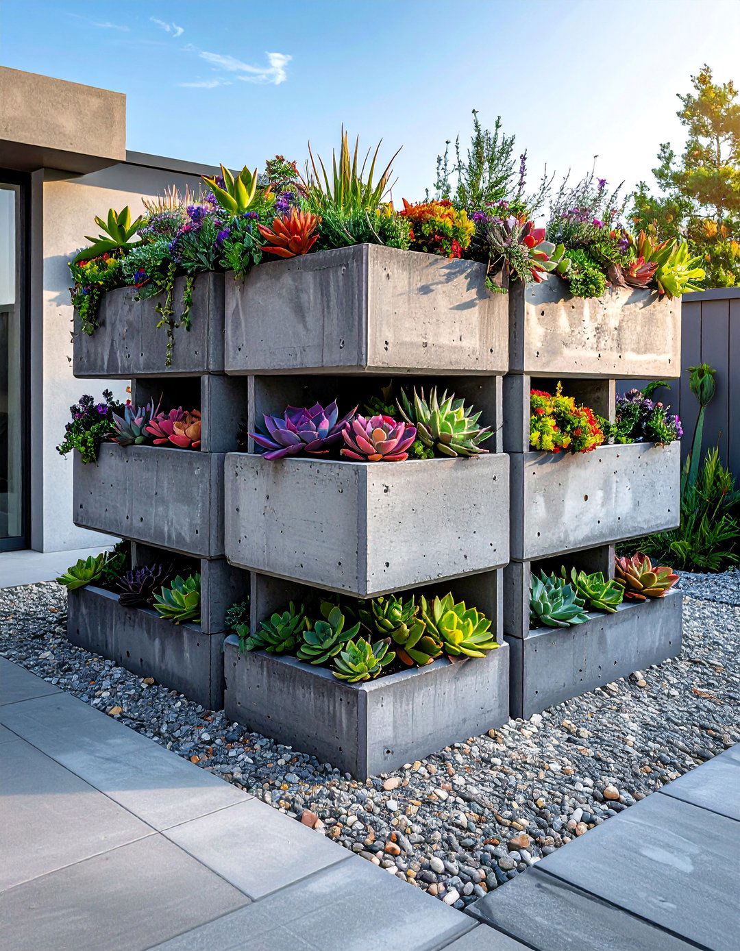 Cement Block Succulent Container Garden - 40 Container Garden Ideas for Small Spaces