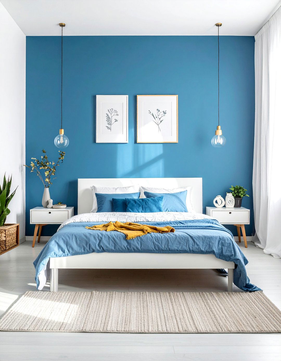 Cerulean Blue and Bright White Palette - 40 Blue Bedroom Ideas for a Serene and Relaxing Atmosphere