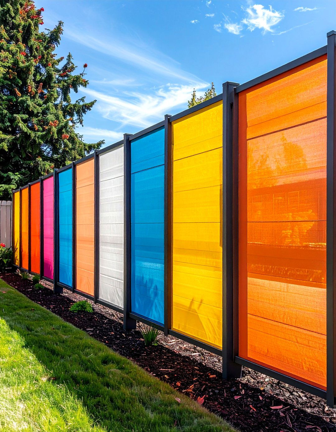 Chain Link with Privacy Slats Fence - 25 Backyard Fence Ideas to Enhance Your Outdoor Space