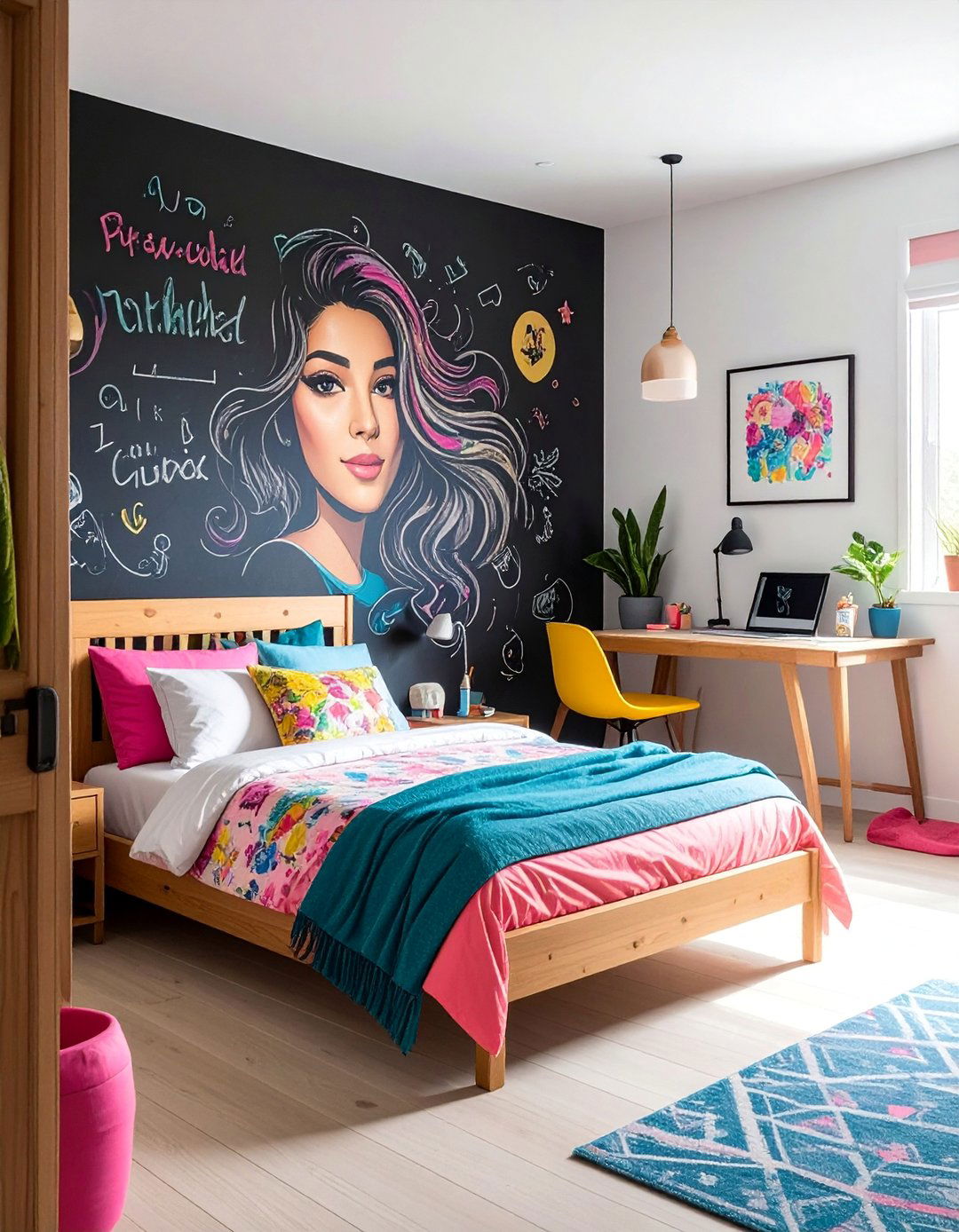 Chalkboard or Whiteboard Paint Wall - 40 Teenage Girl Bedroom Ideas for a Stylish and Personal Space