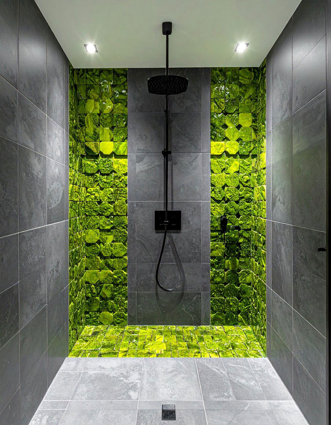 Chartreuse Green Mosaic Tile Bathroom Accent - 25 Green Tile Bathroom Ideas for a Fresh Look