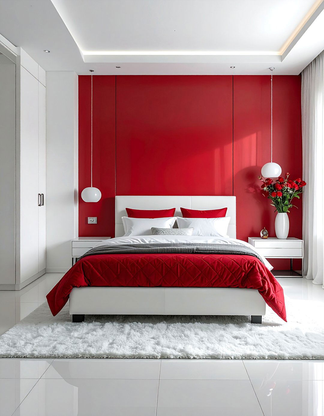 Cherry Red and Crisp White Contrast - 30 Colorful Bedroom Ideas for a Vibrant Space