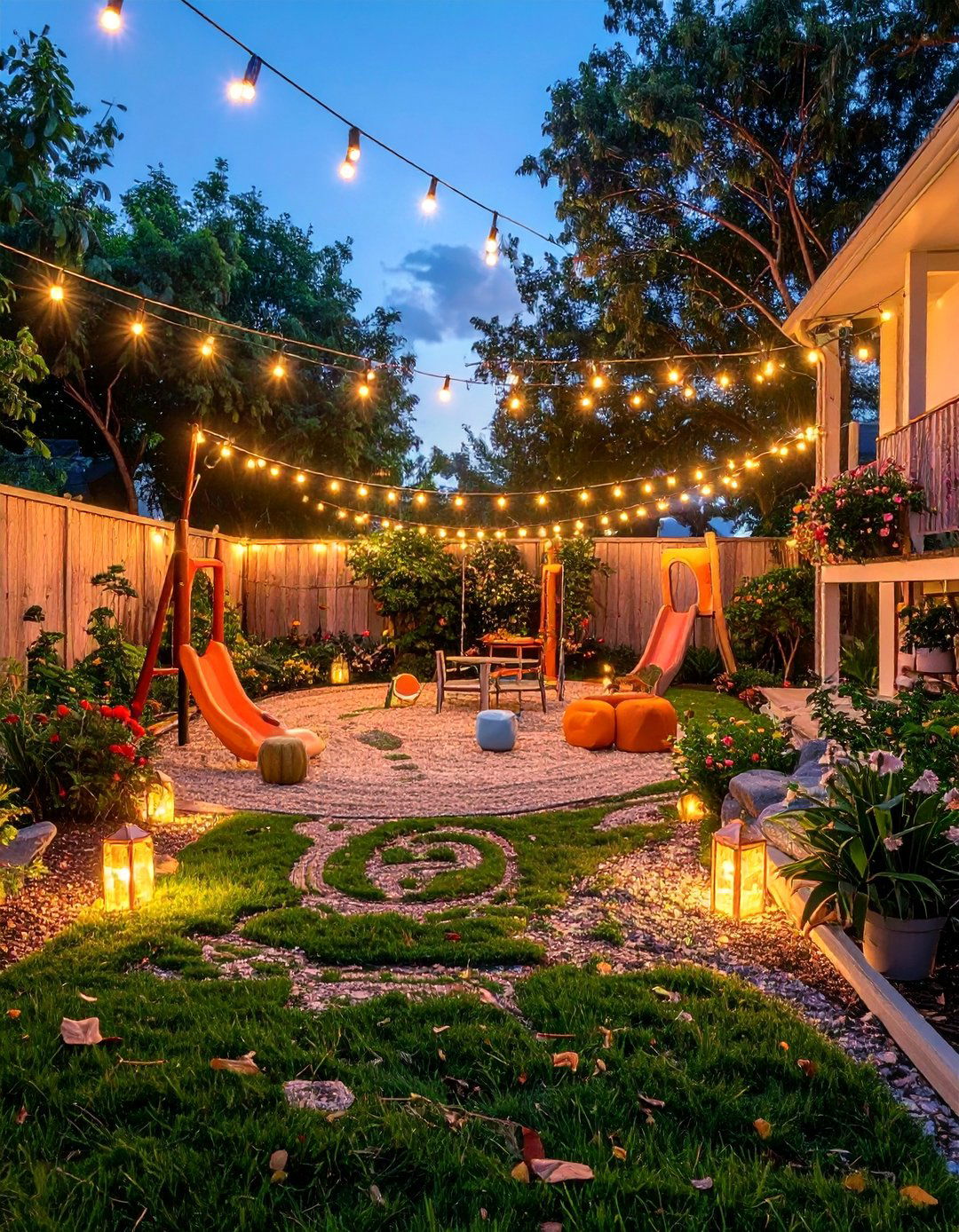 Childrens Play Area Magic - 40 Patio String Light Ideas to Illuminate Your Nights