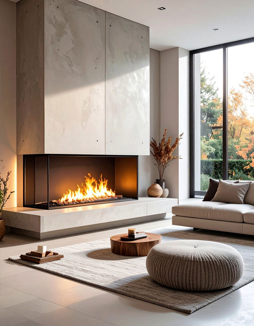 Choose a Minimalist Fireplace Design - 30 Zen Living Room Ideas for a Peaceful Ambiance