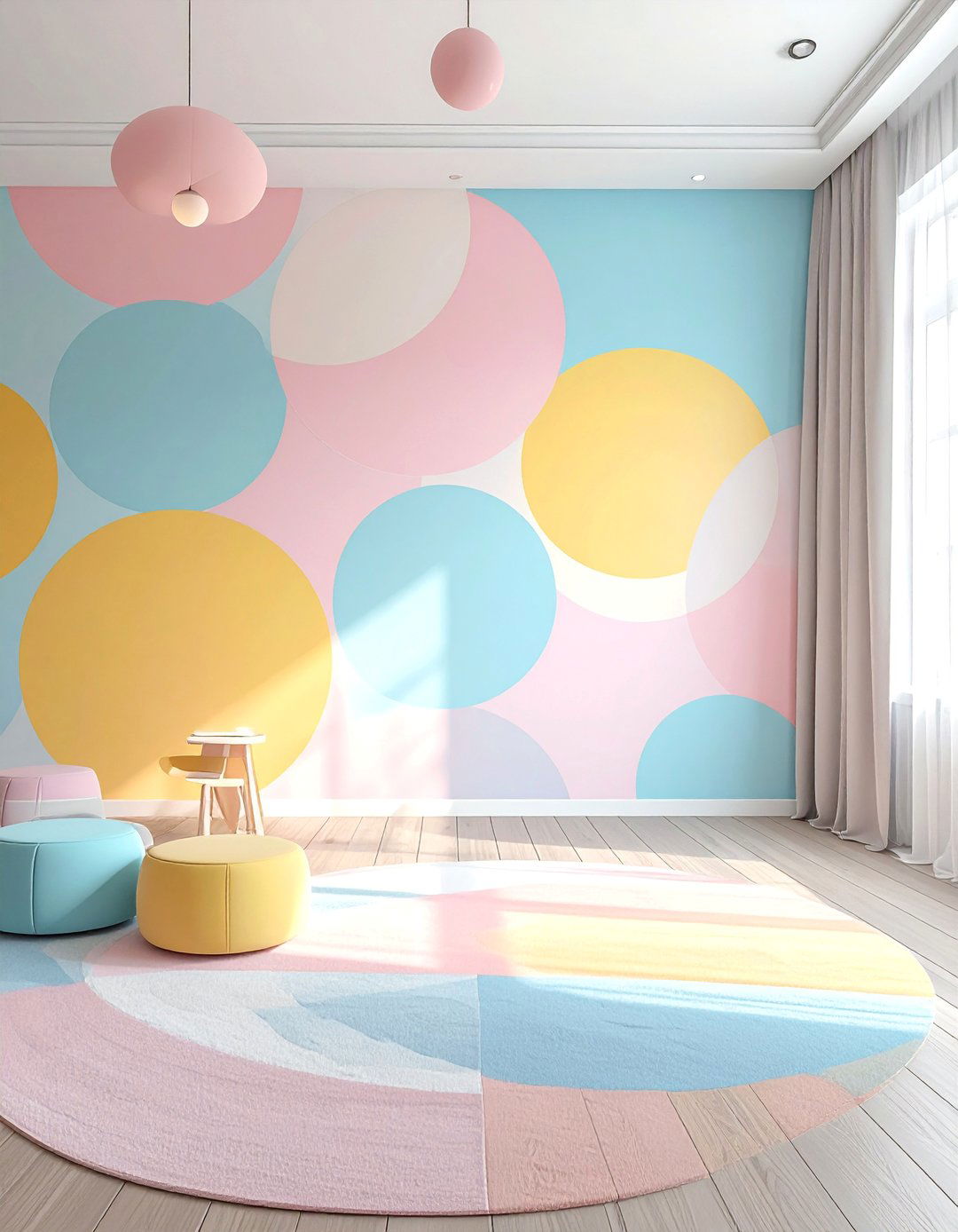 Circle Pattern Geometric Accent Wall - 25 Geometric Accent Wall Ideas for Modern Spaces