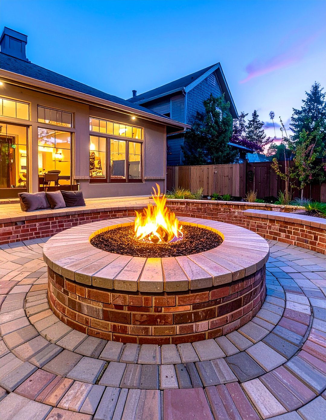 Circular Brick Fire Pit Area - 20 Brick Landscaping Ideas for Timeless Outdoor Charm