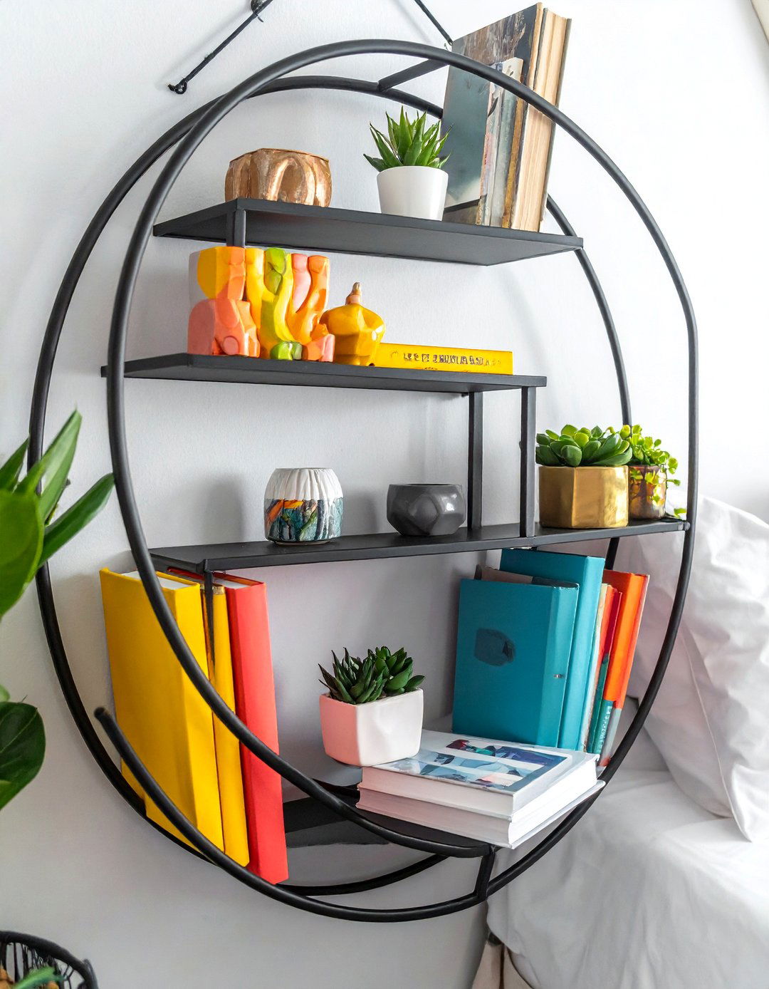 Circular Wall Mounted Bookshelf - 40 Teenage Girl Bedroom Ideas for a Stylish and Personal Space