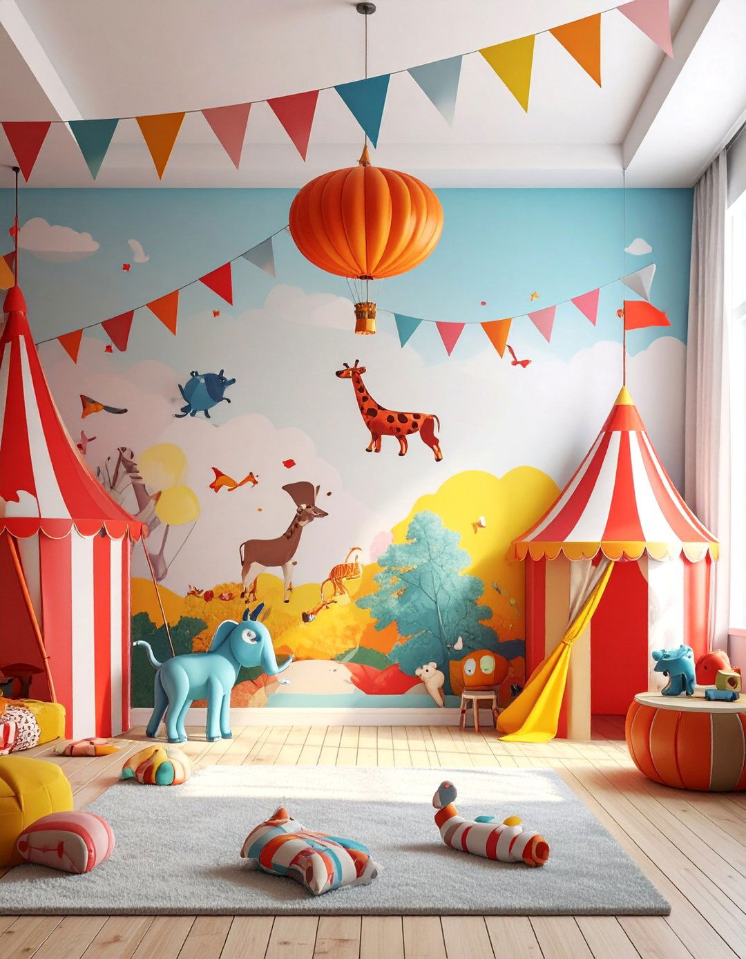 Circus Carnival Big Top Spectacular - 30 Kids Room Accent Wall Ideas for a Fun and Creative Space