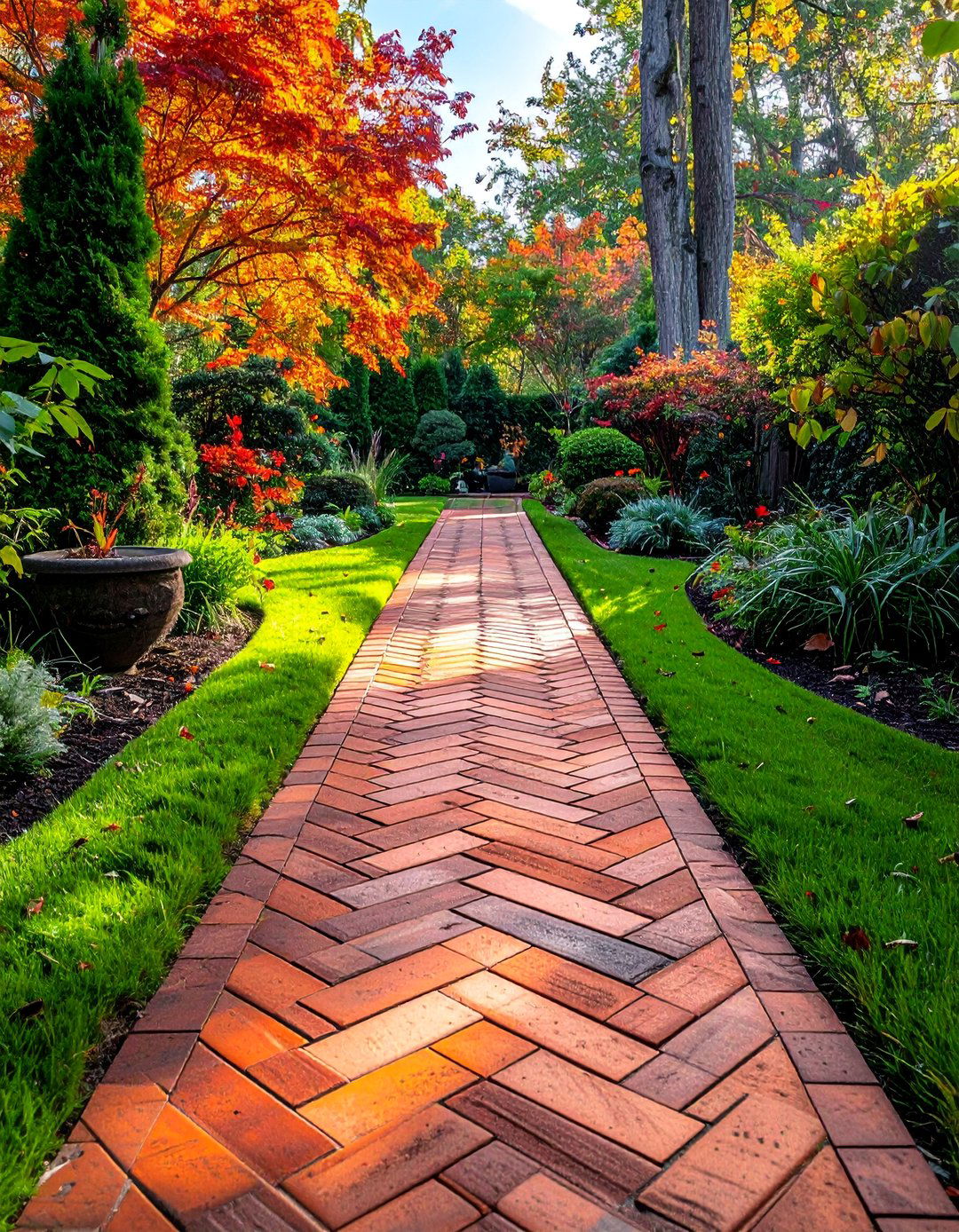 Classic Brick Herringbone Walkways - 40 Backyard Walkway Ideas for a Beautiful Garden