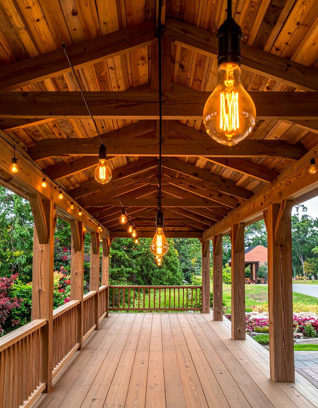 Classic Edison Bulb Overhead Canopy - 20 Front Porch String Lights Ideas for a Cozy Ambiance