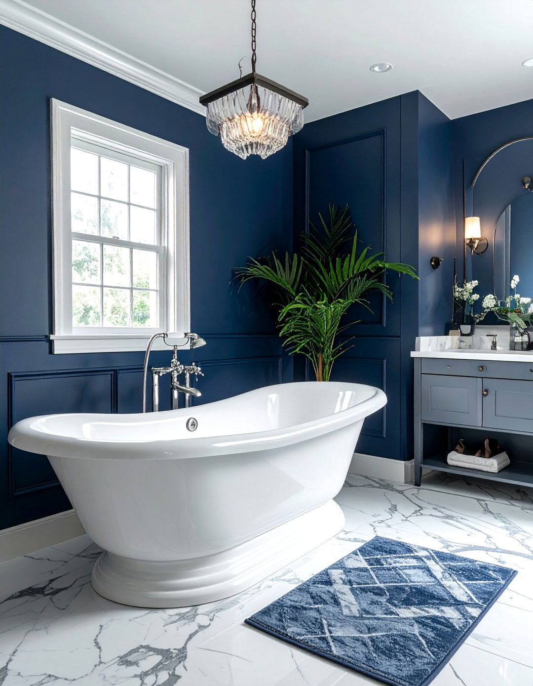 Classic Navy Blue Bathroom - 40 Bathroom Paint Ideas for a Fresh New Look