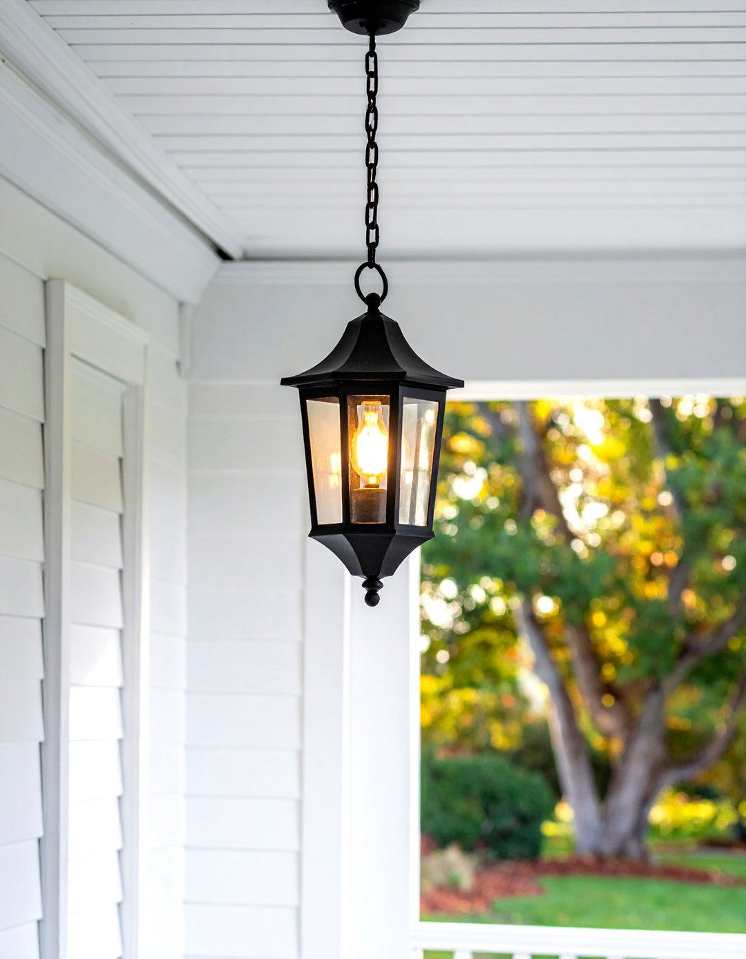 Classic Overhead Pendant Lighting - 30 Colonial Front Porch Ideas for Charm