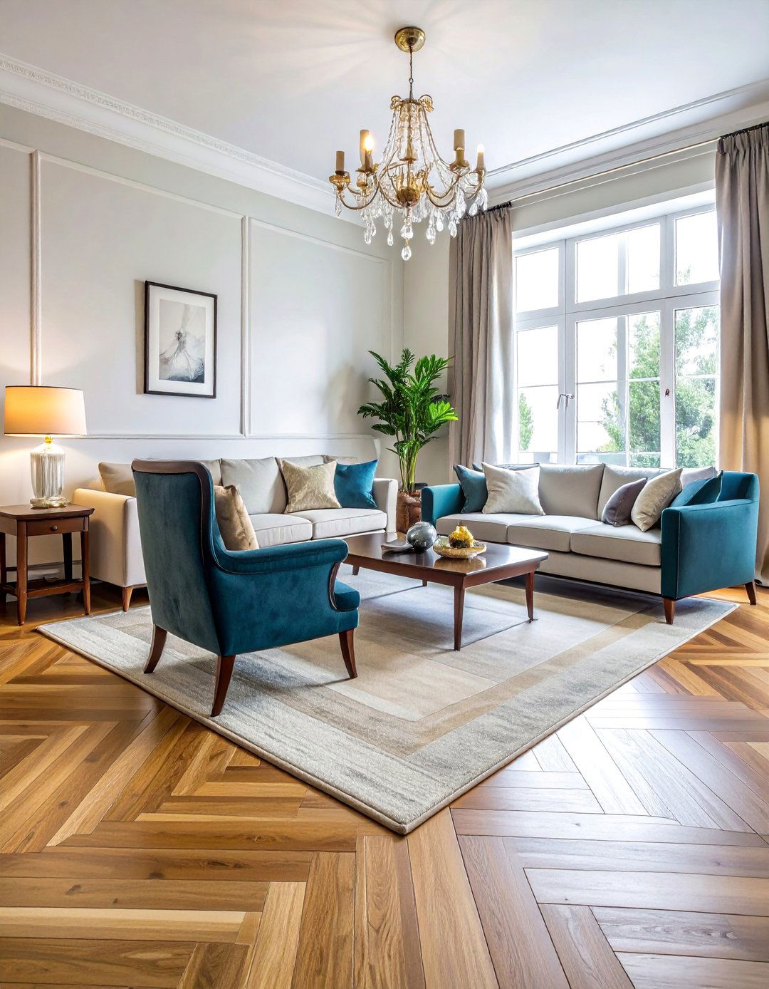Classic Parquet Squares - 20 Living Room Vinyl Flooring Ideas for Modern Homes