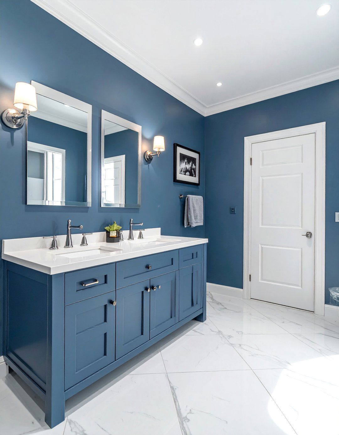 Classic Slate Blue Bathroom - 40 Bathroom Paint Ideas for a Fresh New Look