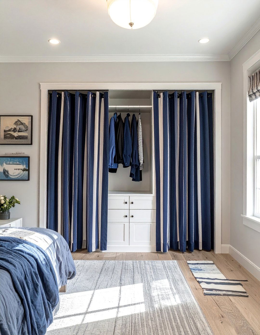 Classic Striped Closet Curtains - 30 Closet Curtain Ideas for Stylish Storage
