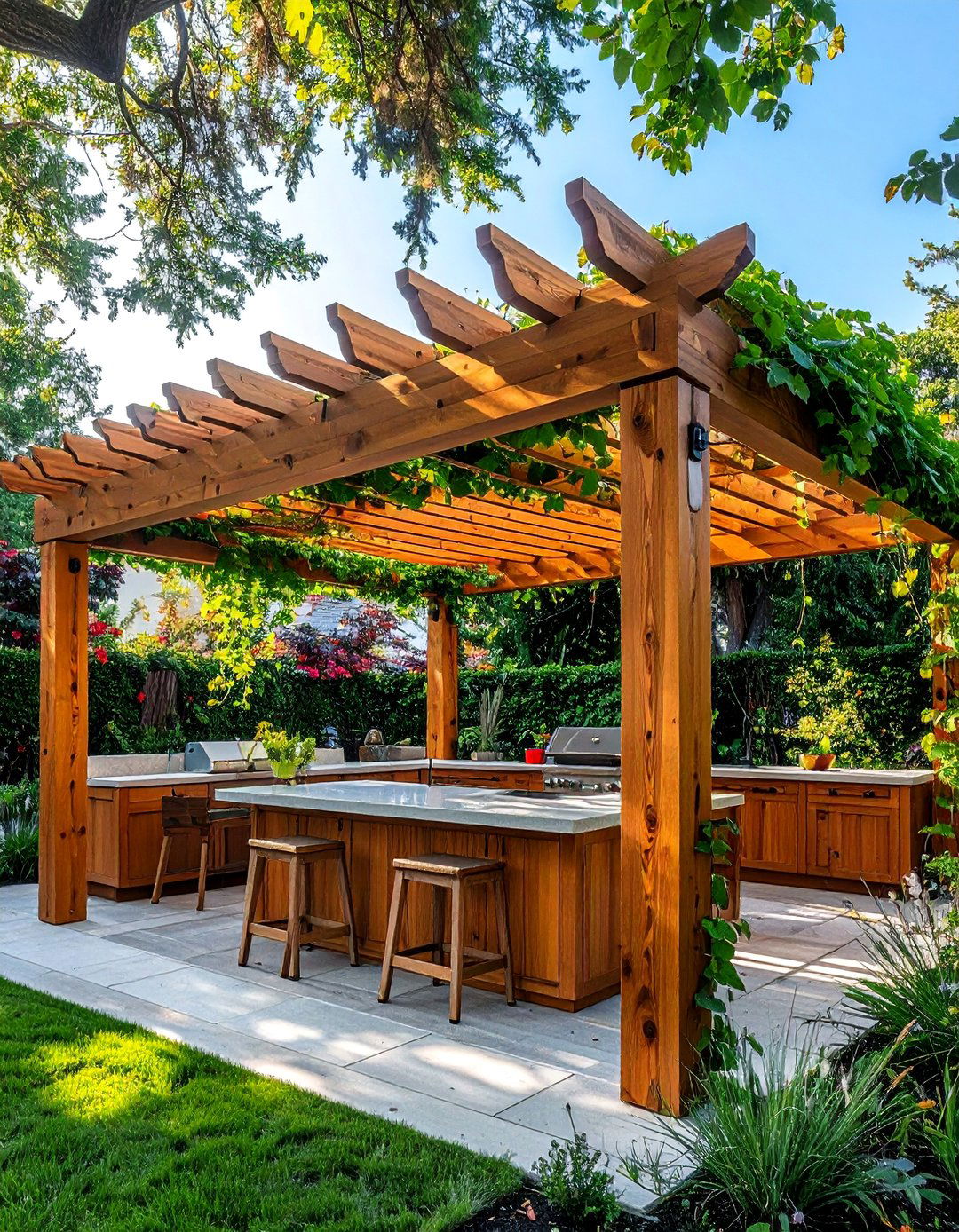 Classic Wooden Pergola Designs - 20 Outdoor Kitchen Roof Ideas for Shade and Style