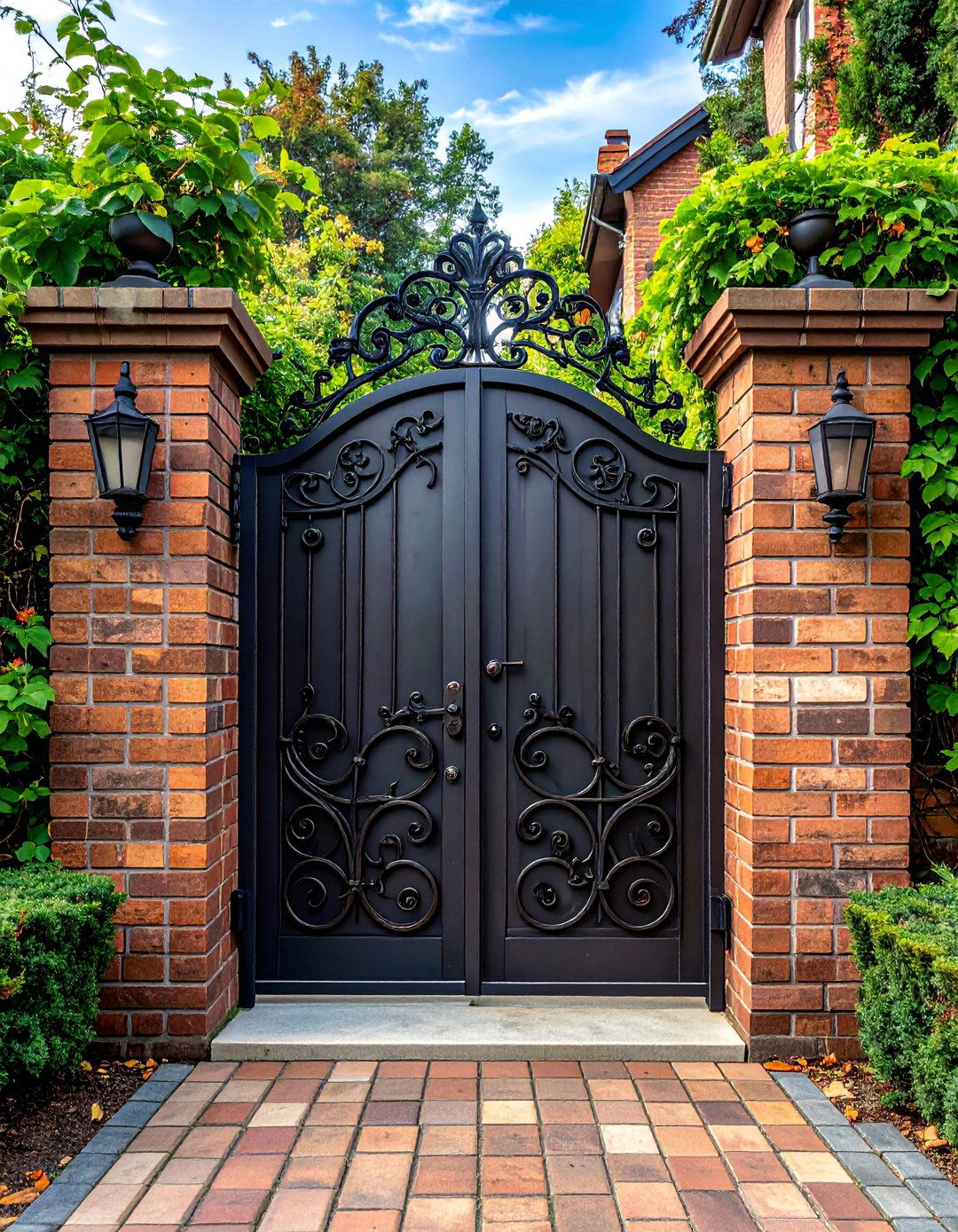 Classic Wrought Iron Scrollwork Front Door Gate - 20 Front Door Gate Ideas to Boost Curb Appeal