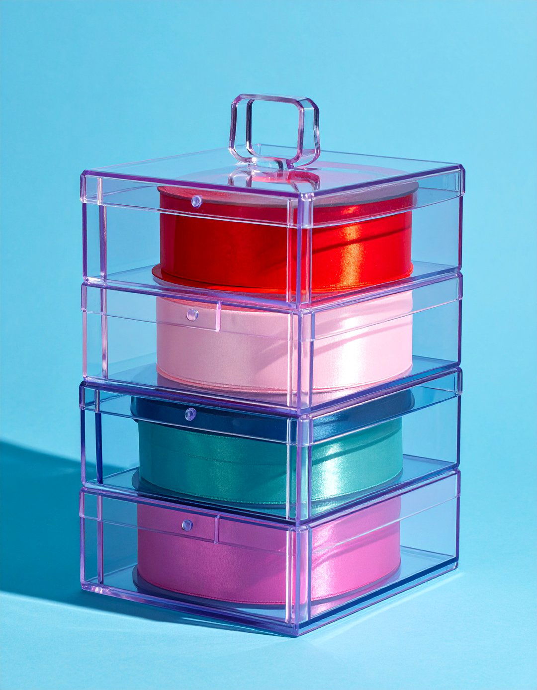 Clear Acrylic Dispenser Boxes - 15 Ribbon Storage Ideas to Keep Your Craft Room Organized