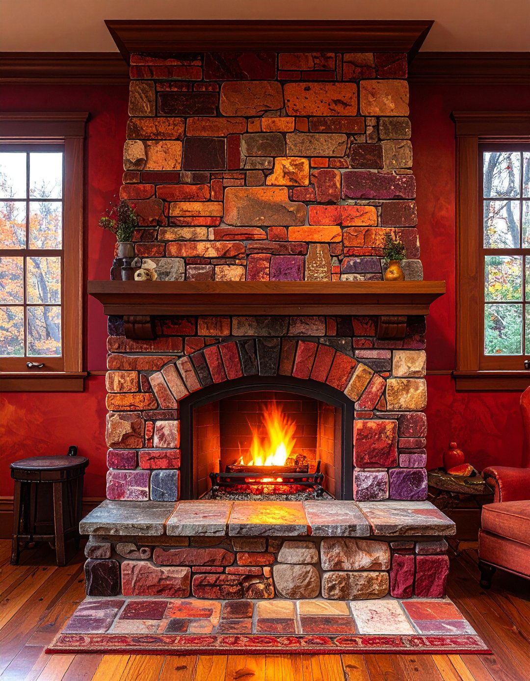 Clinker Brick Character Fireplace - 30 Craftsman-style Fireplace Ideas for a Cozy Home
