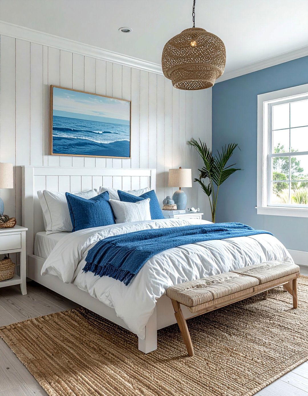 Coastal Blue Shiplap Bedroom Accent - 30 Shiplap Bedroom Ideas for a Rustic and Chic Look