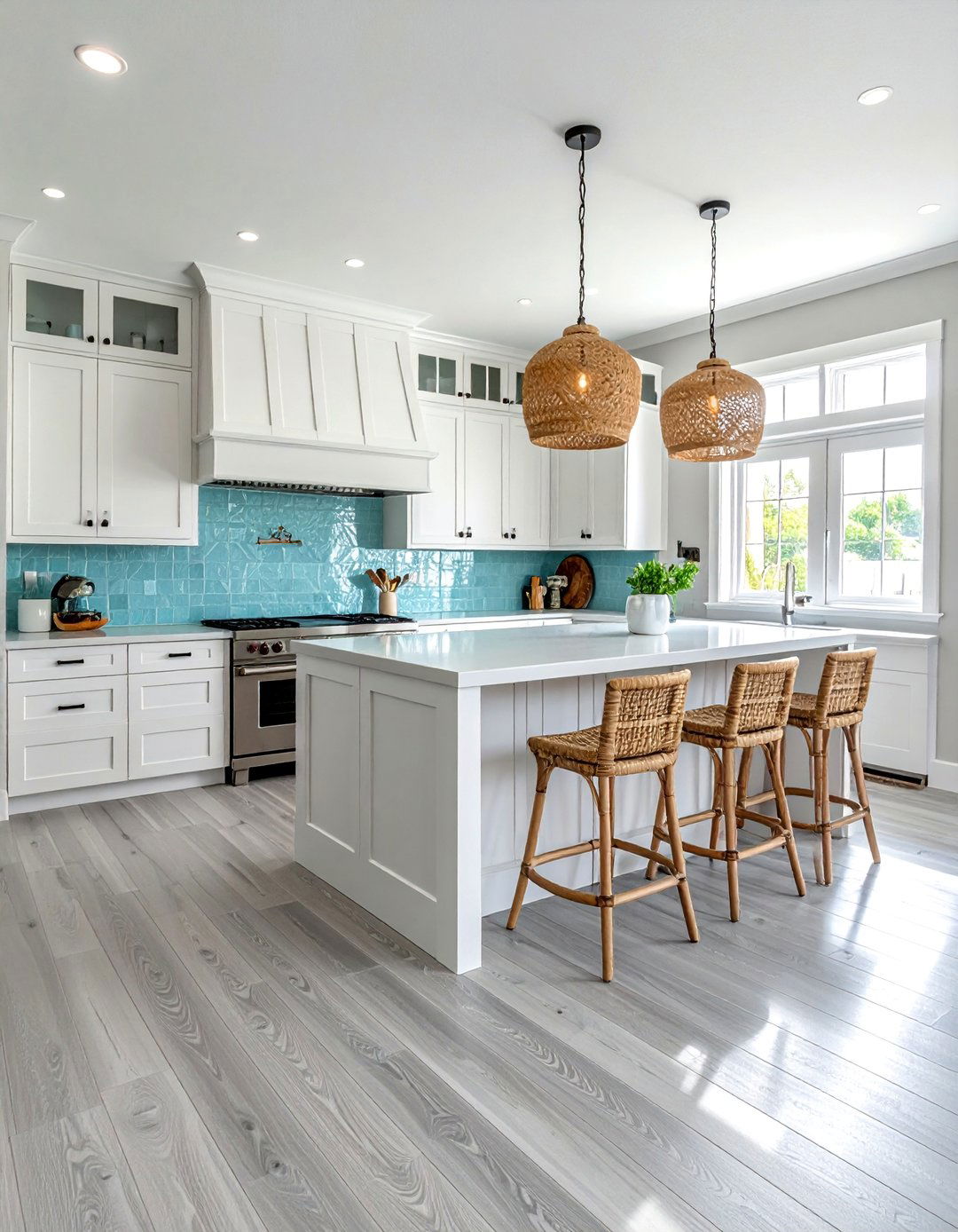 Coastal Kitchens With Light Grey Washed Floors - 20 Kitchens With Grey Floors Design Inspiration