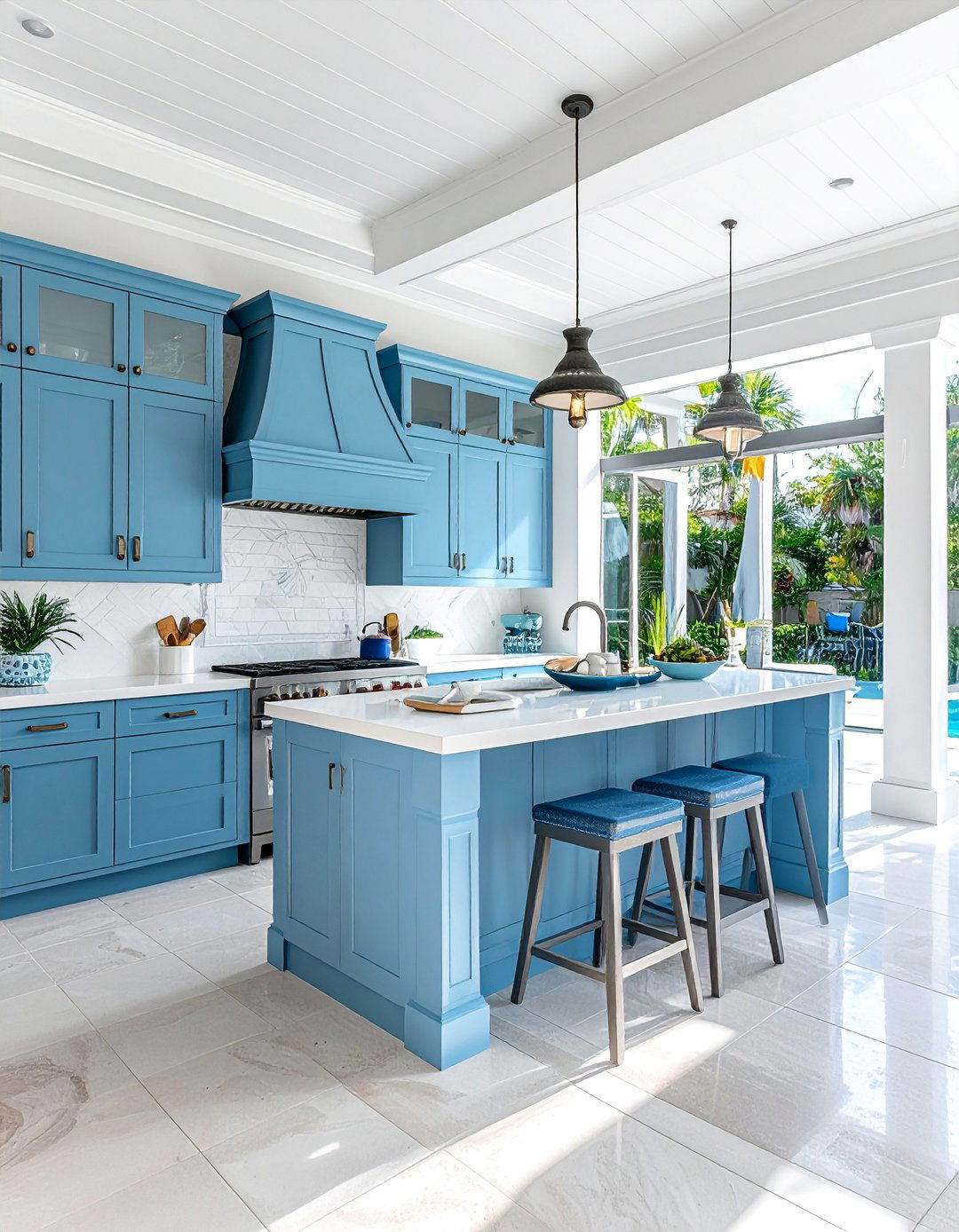 Coastal Style Lanai Kitchen in Light Tones - 20 Lanai Kitchen Ideas for Outdoor Cooking
