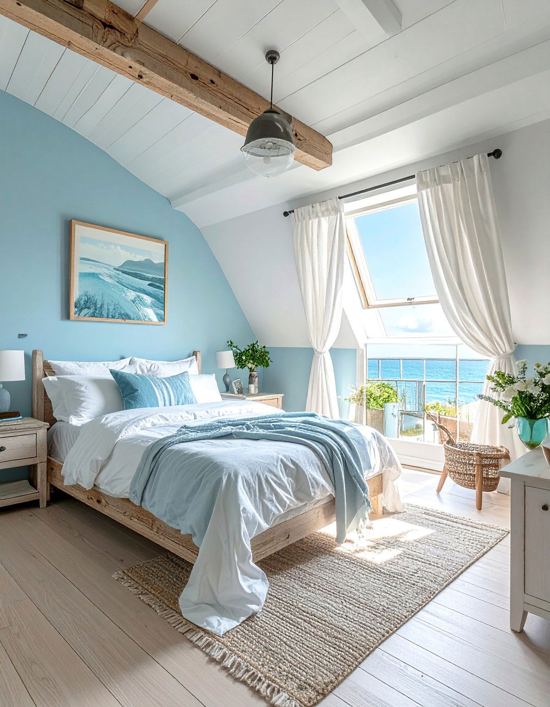 Coastal Themed Attic Escape - 30 Low Ceiling Small Attic Room Ideas for Cozy Spaces