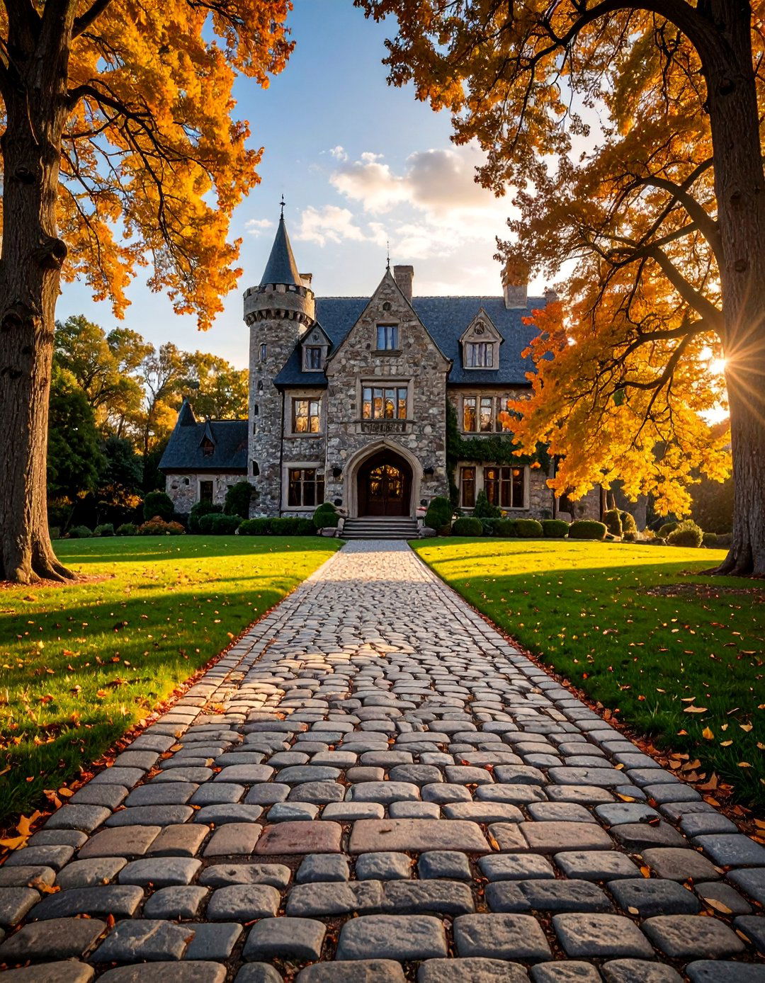 Cobblestone Driveway and Walkways - 25 Gothic Castle Ideas for a Dramatic and Unique Home