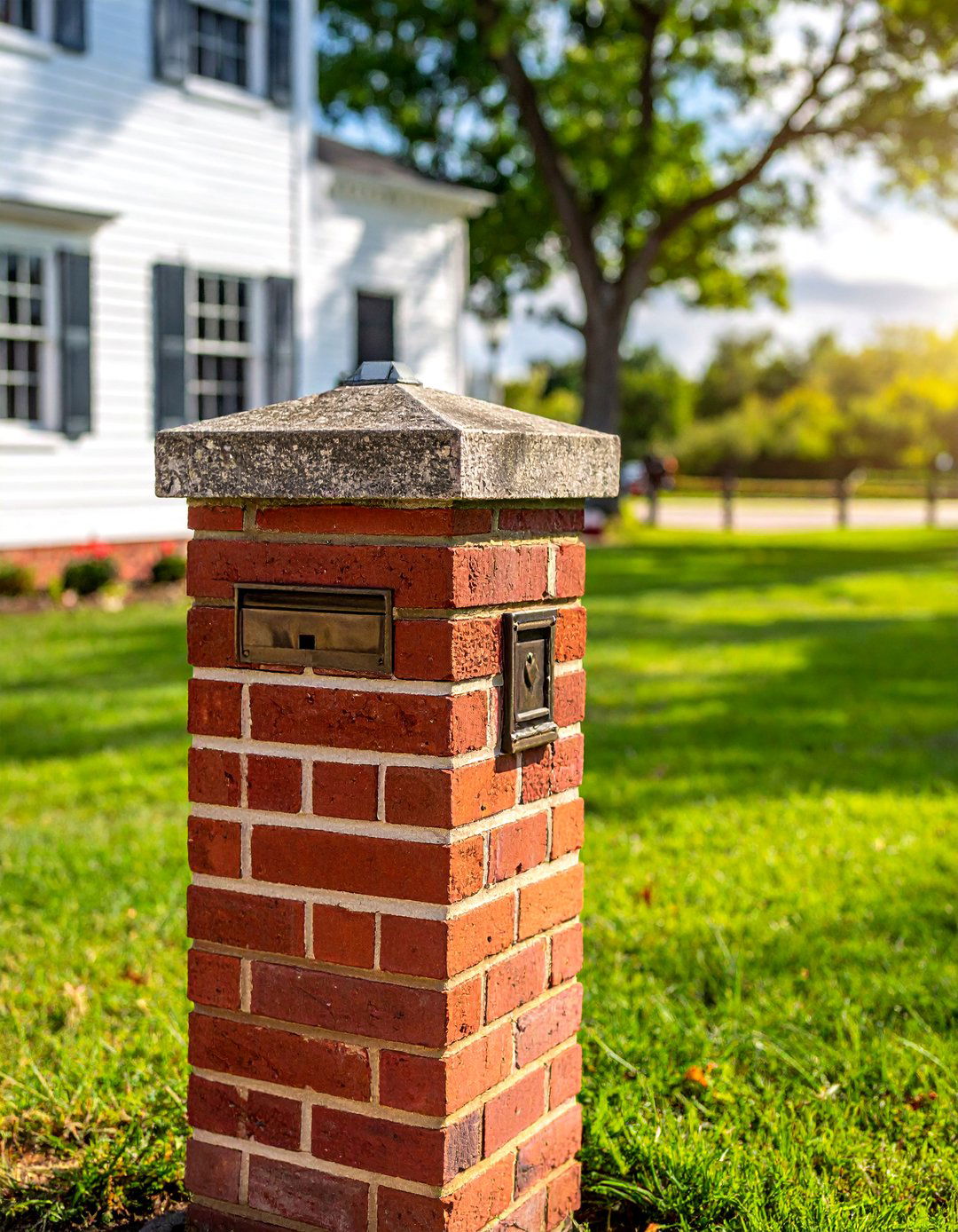 Colonial Brick Mailbox Design - 30 Brick Mailbox Ideas to Elevate Your Curb Appeal