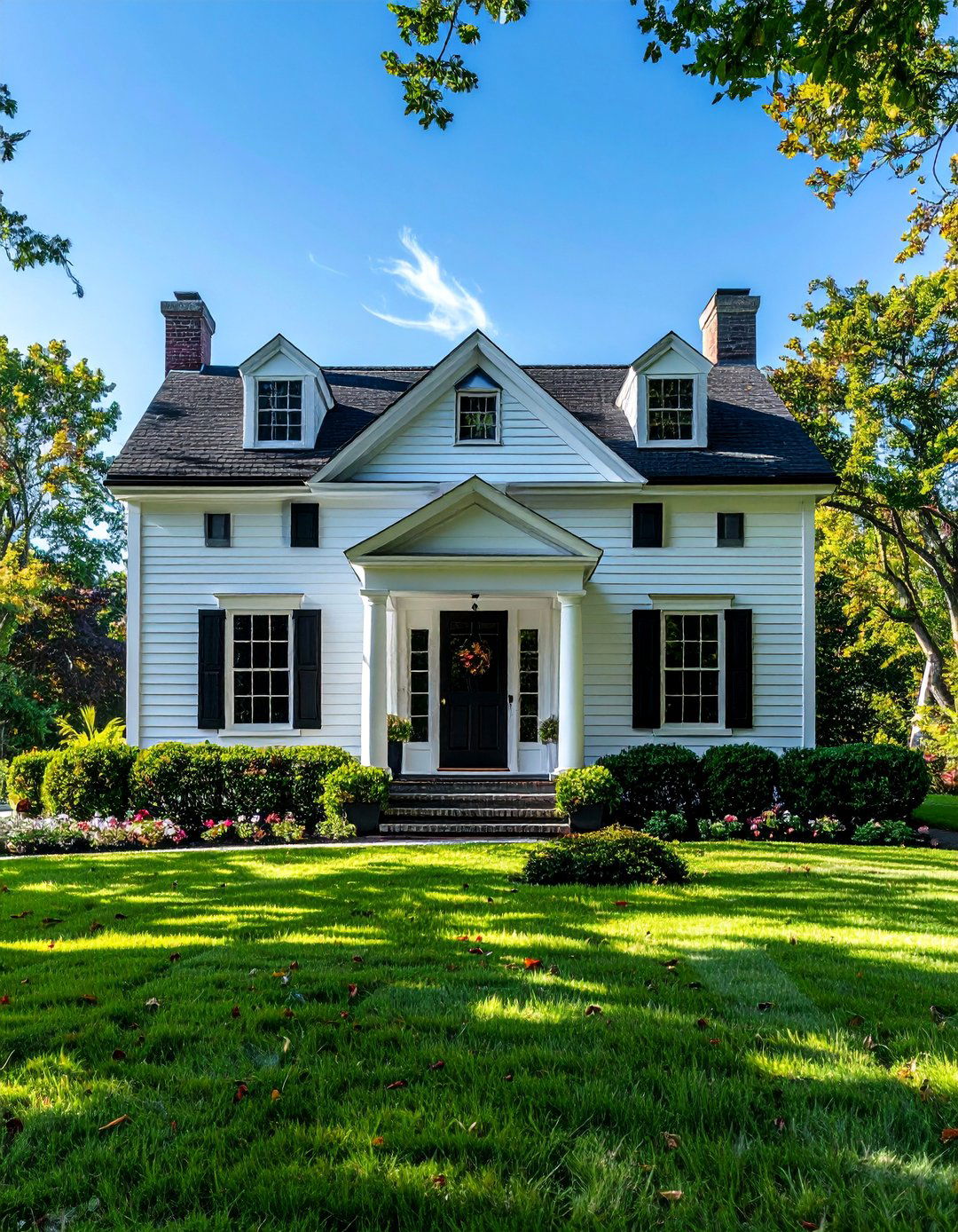 Colonial Style House With Black Windows - 30 Houses With Black Windows for Bold Style