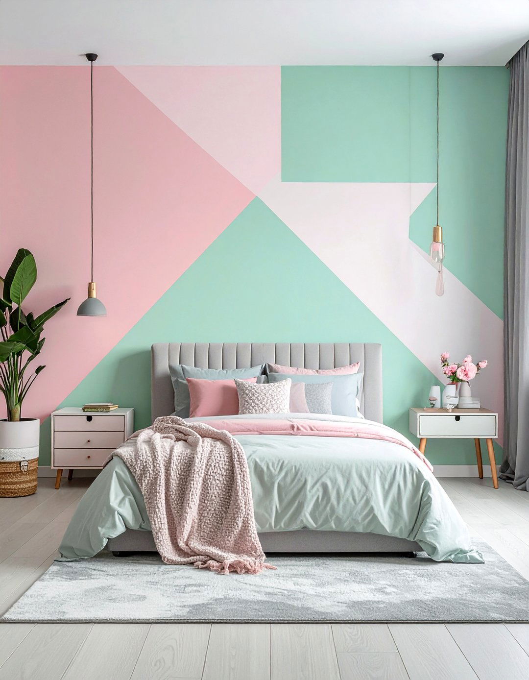 Color Blocked Wall Painting - 40 Teenage Girl Bedroom Ideas for a Stylish and Personal Space