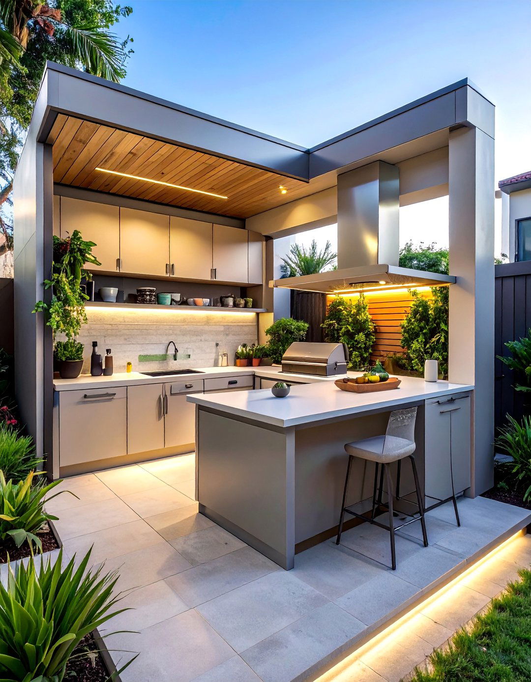 Compact L Shaped Kitchen for Small Patios - 20 L Shaped Outdoor Kitchen Ideas for Your Patio