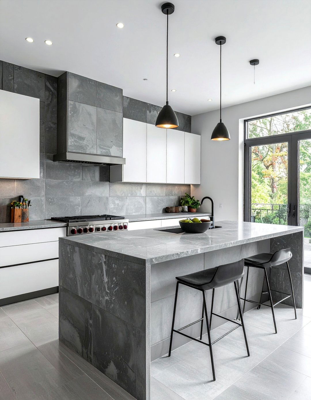 Concrete Look Porcelain Tile Backsplash - 25 Backsplash Ideas for White Cabinets and Granite