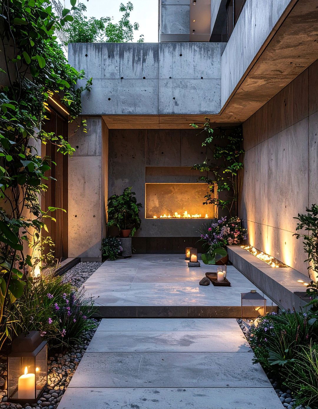 Concrete Patio with a Privacy Wall - 40 Concrete Patio Ideas for a Modern and Durable Outdoor Space