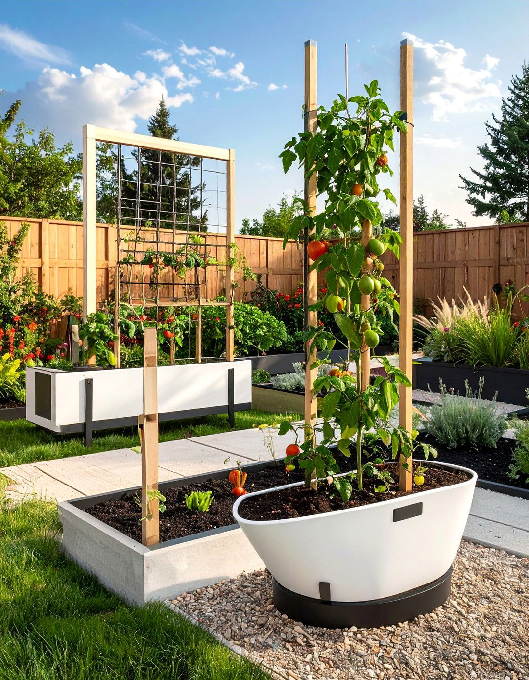 Container Garden Stakes - 30 Tomato Trellis Ideas for Your Vegetable Garden